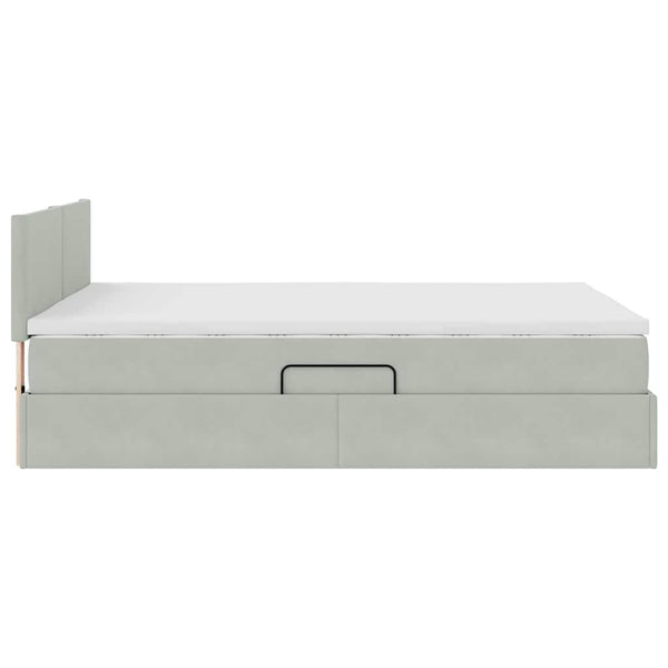 vidaXL Lit de rangement avec LED Gris clair 140 x 190 cm Velours
