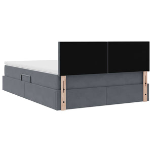 Bett mit Stauraum LED Dunkelgrau Samt 140x190