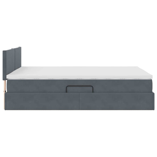 Bett mit Stauraum LED Dunkelgrau Samt 140x190