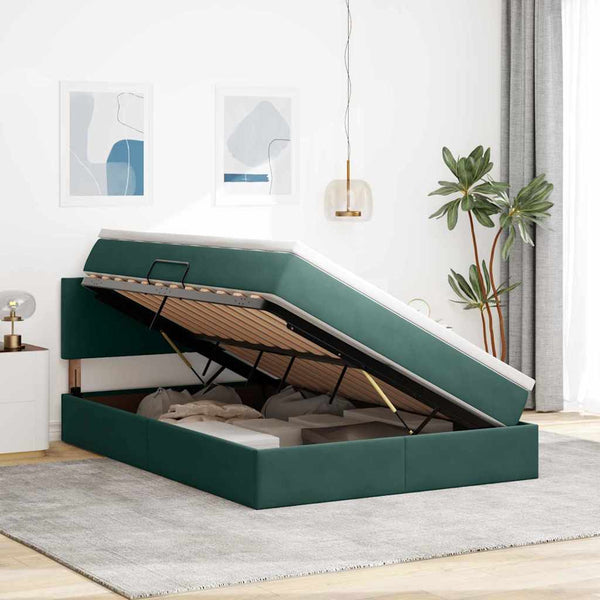 Bett mit Stauraum Dunkelgrün 140x190 cm