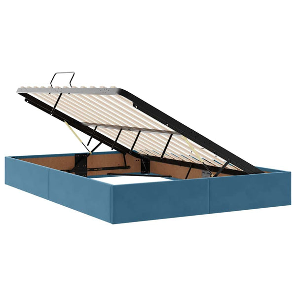 Bett mit Stauraum und LED Dunkelblau 140x190 cm