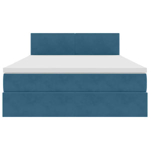 Bett mit Stauraum und LED Dunkelblau 140x190 cm