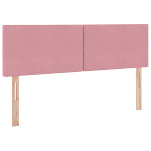 Bett mit Stauraum, LED & Matratze Rosa Samt 140x190