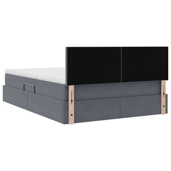 Bett mit Stauraum LED Dunkelgrau Samt 140x200 cm