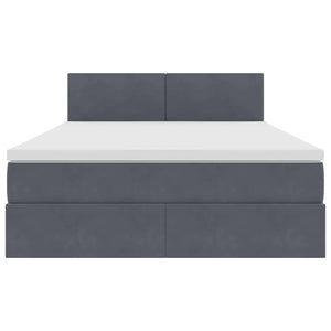 Bett mit Stauraum LED Dunkelgrau Samt 140x200 cm