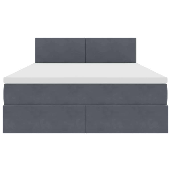 Bett mit Stauraum LED Dunkelgrau Samt 140x200 cm