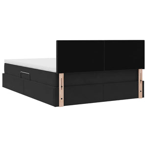 Bett mit Stauraum LED Schwarz Samt 140x200