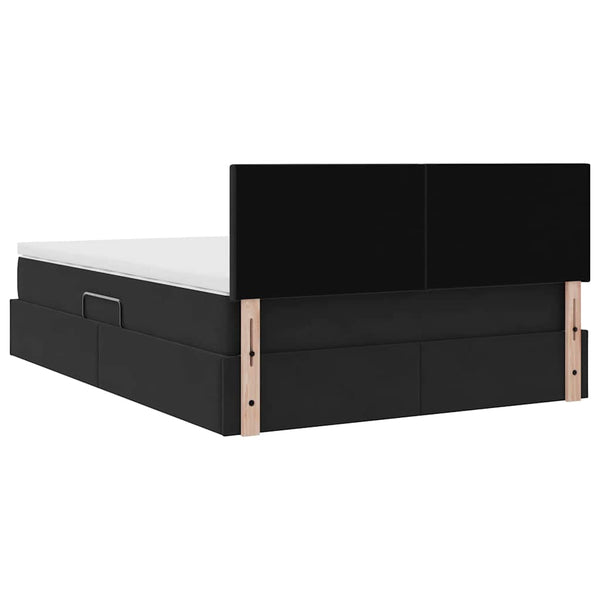Bett mit Stauraum LED Schwarz Samt 140x200