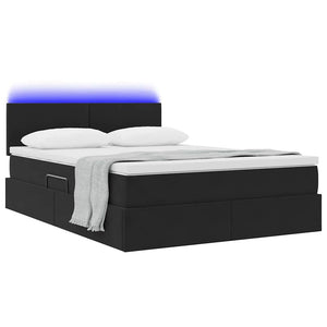 Bett mit Stauraum LED Schwarz Samt 140x200
