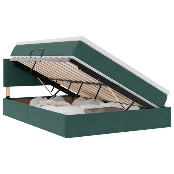 vidaXL Lit avec rangement et LED vert foncé 140 x 200 cm Velours
