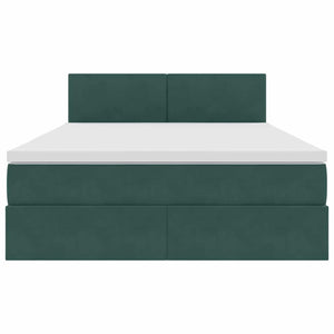vidaXL Lit avec rangement et LED vert foncé 140 x 200 cm Velours
