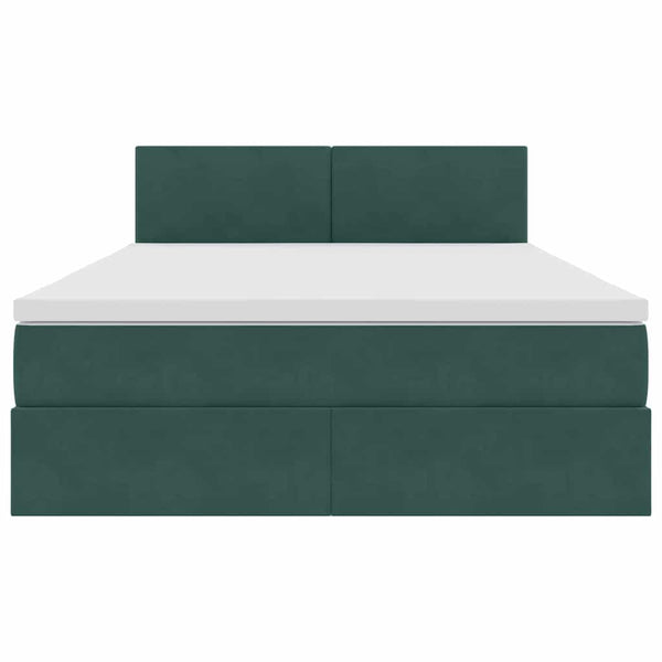 vidaXL Lit avec rangement et LED vert foncé 140 x 200 cm Velours