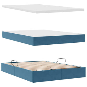 Bett mit Stauraum LED Dunkelblau 140x200 cm Samt