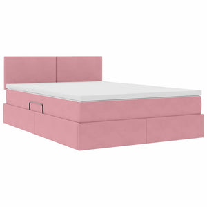 Bett mit Stauraum LED Rosa Samt 140x200 cm