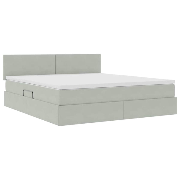 Bett mit Stauraum LED Hellgrau Samt 160x200 cm