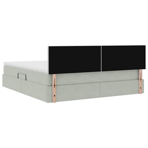 Bett mit Stauraum LED Hellgrau Samt 160x200 cm