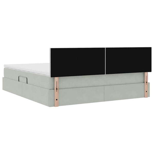 Bett mit Stauraum LED Hellgrau Samt 160x200 cm