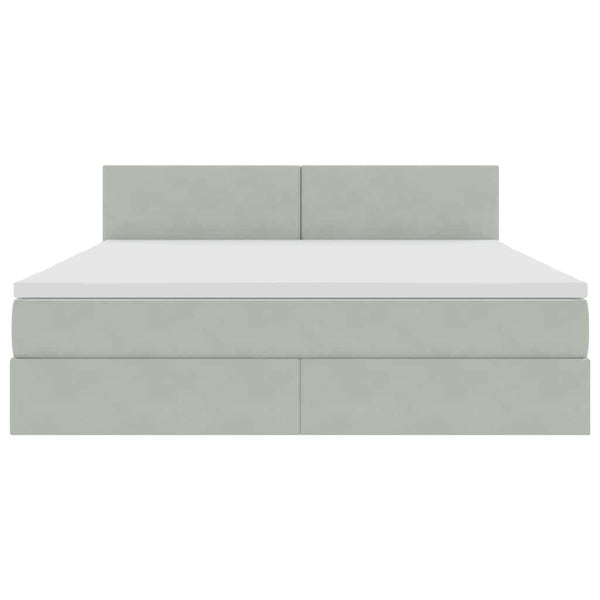 Bett mit Stauraum LED Hellgrau Samt 160x200 cm