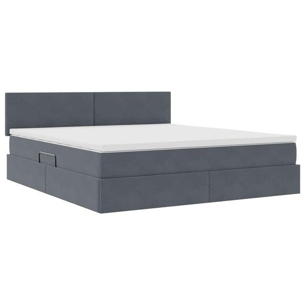 Bett mit Stauraum LED Dunkelgrau Samt 160x200
