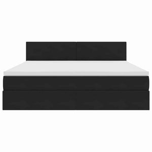Bett mit Stauraum LED Schwarz Samt 160x200