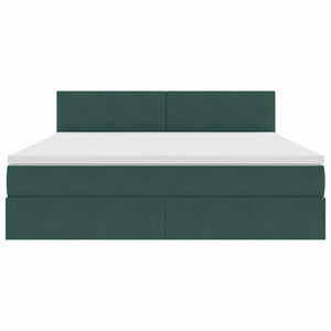 Bett mit Stauraum LED Dunkelgrün Samt 160x200