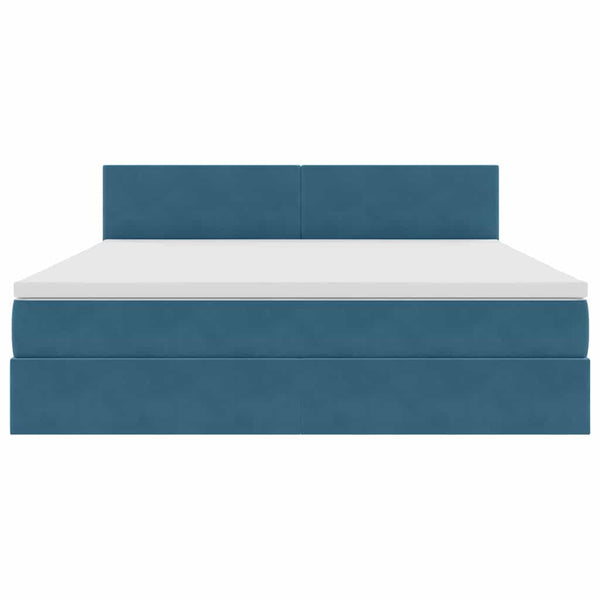 Bett mit Stauraum & LED Dunkelblau Samt 160x200
