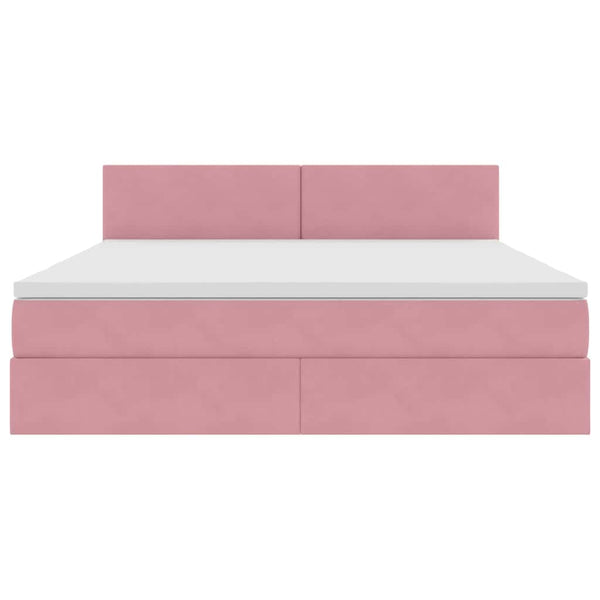 Rosa Samt Bett 160x200 mit Stauraum & LED