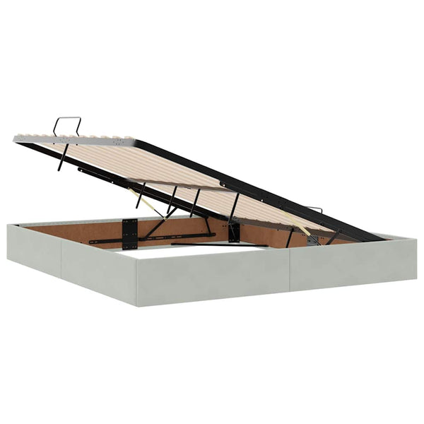 Bett mit Stauraum LED Hellgrau Samt 180x200