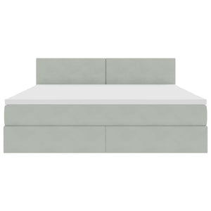 Bett mit Stauraum LED Hellgrau Samt 180x200
