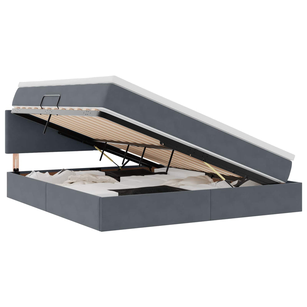 Bett mit Stauraum LED Dunkelgrau Samt 180x200