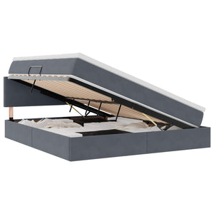 Bett mit Stauraum LED Dunkelgrau Samt 180x200