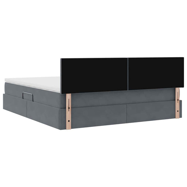 Bett mit Stauraum LED Dunkelgrau Samt 180x200