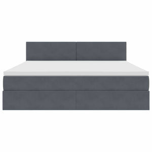 Bett mit Stauraum LED Dunkelgrau Samt 180x200