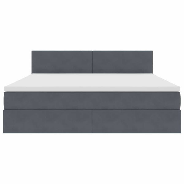 Bett mit Stauraum LED Dunkelgrau Samt 180x200