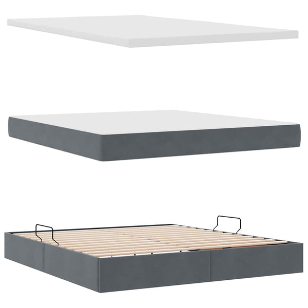 Bett mit Stauraum LED Dunkelgrau Samt 180x200