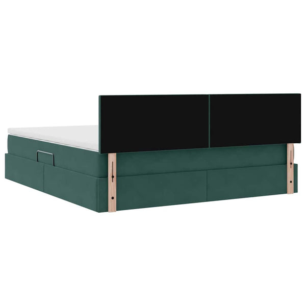 Bett mit Stauraum LED Dunkelgrün Samt 180x200 cm