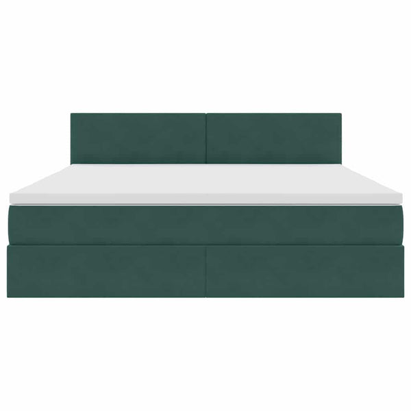 Bett mit Stauraum LED Dunkelgrün Samt 180x200 cm