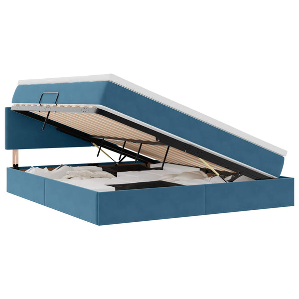 Bett mit Stauraum LED Dunkelblau 180x200 cm