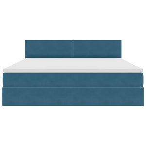 Bett mit Stauraum LED Dunkelblau 180x200 cm