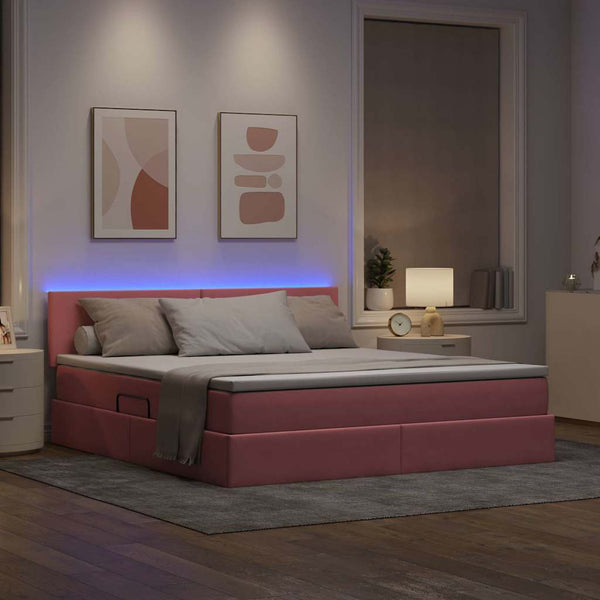 Bett mit Stauraum LED Rosa 180x200 cm