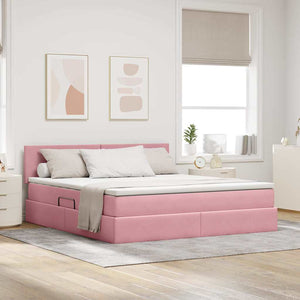 Bett mit Stauraum LED Rosa 180x200 cm
