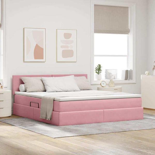 Bett mit Stauraum LED Rosa 180x200 cm