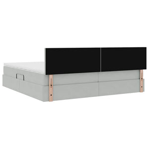 vidaXL Lit avec rangement et LED gris clair 200 x 200 cm velours