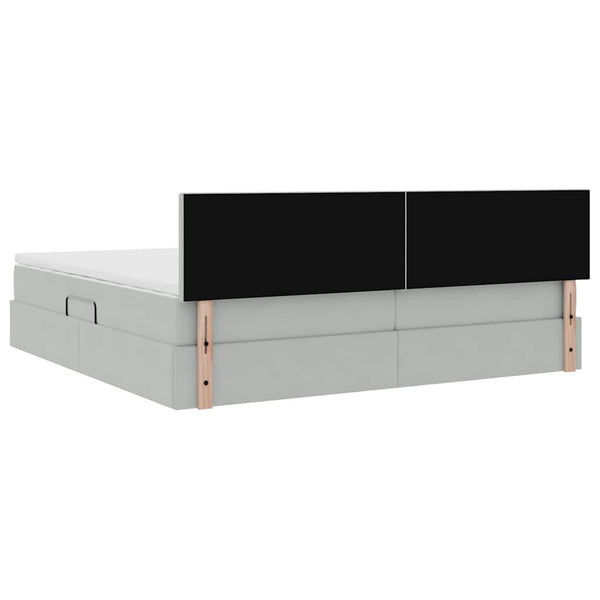 vidaXL Lit avec rangement et LED gris clair 200 x 200 cm velours