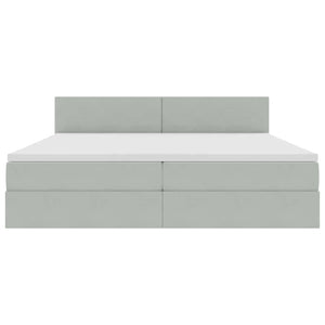 vidaXL Lit avec rangement et LED gris clair 200 x 200 cm velours