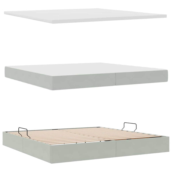 vidaXL Lit avec rangement et LED gris clair 200 x 200 cm velours