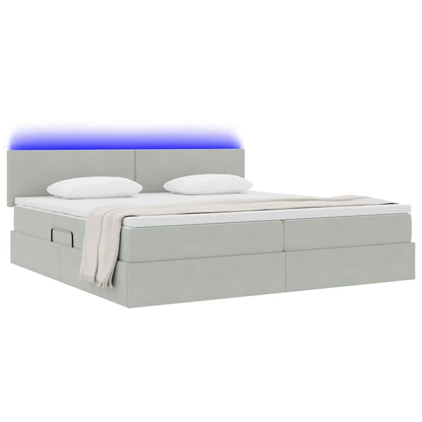 vidaXL Lit avec rangement et LED gris clair 200 x 200 cm velours