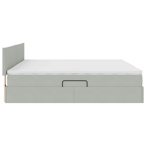 vidaXL Lit avec rangement et LED gris clair 200 x 200 cm velours