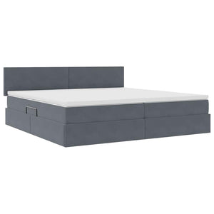 Bett mit Stauraum LED Dunkelgrau Samt 200x200