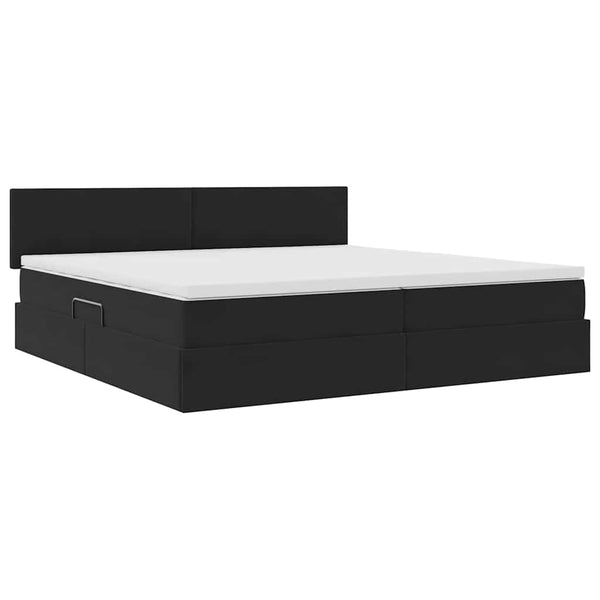Bett mit Stauraum und LED Schwarz 200x200cm Samt